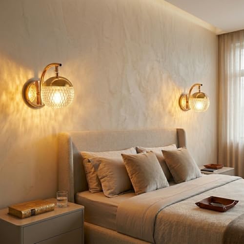 Image of Groeien 12W 3-Color LED Crystal Pearl Wall Sconce Light Fixture for Home Decor