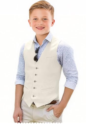 Boys Linen Suit Vest Slim Fit Kids Vests V-Neck Casual Waistcoat for Summer Beach Wedding Prom3