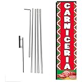 Carniceria Meat Market Spanish Advertising Rectangle Feather Banner Swooper Flag Sign with Flag Pole Kit and Ground Stake