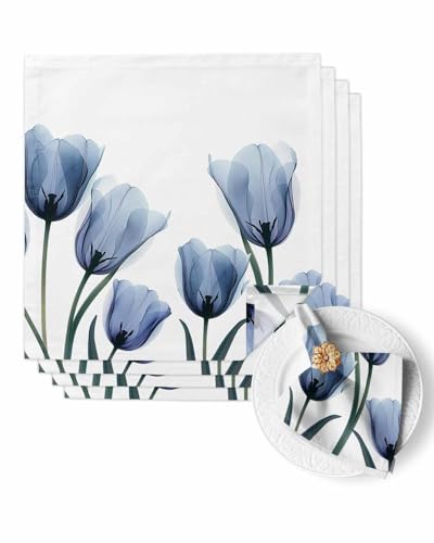 Servilletas de tela set de 4 azul floral 20 in x 20 in miniatura 1