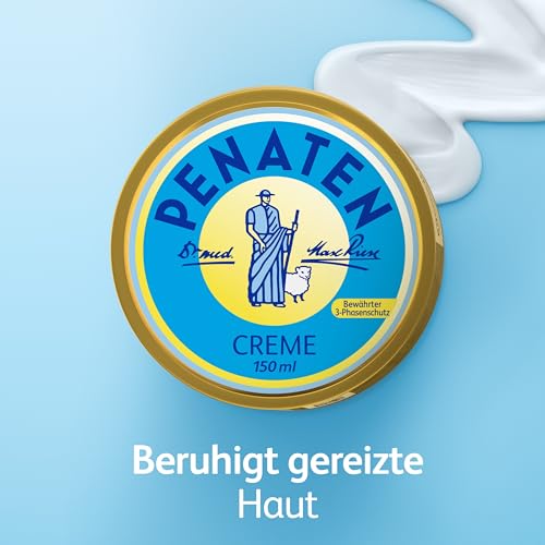 Penaten Creme Baby Wundschutzcreme mit Nässeschutz & Hautschutz pflegt mit Zinkoxid, Lanolin & Panthenol empfindliche Babyhaut, 150ml