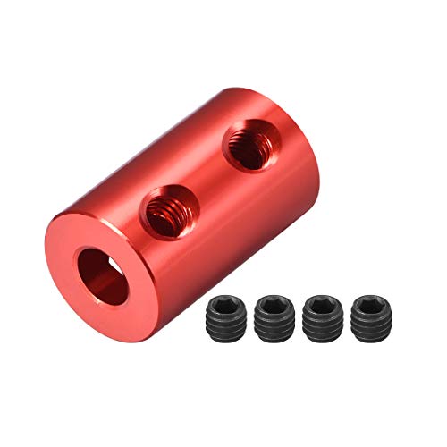 uxcell 3mm to 5mm Bore Rigid Coupling Set Screw L20XD12 Aluminum Alloy,Shaft Coupler Connector,Motor Accessories,Red