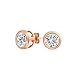 Bling Jewelry Bezel Set Round CZ Stud earrings Rose Gold Plated 6mm