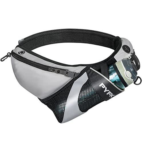 PYFK Running Belt Hydration Waist Pack with Water Bottle Holder for Men Women Waist Pouch Fanny Bag Reflective
