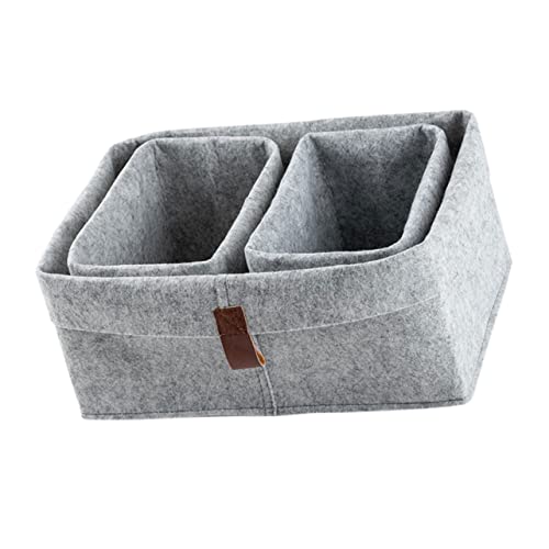 3Pcs Felt Desk Storage Baskets Sturdy Organizer for Home Office Desks