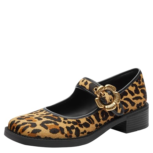 Coach Women's Tea Rose Mary Jane in Leopard Print Flat