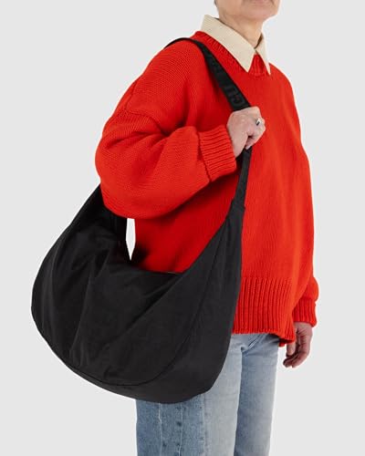 BAGGU Large Nylon Crescent Bag - Black - Thumbnail 2