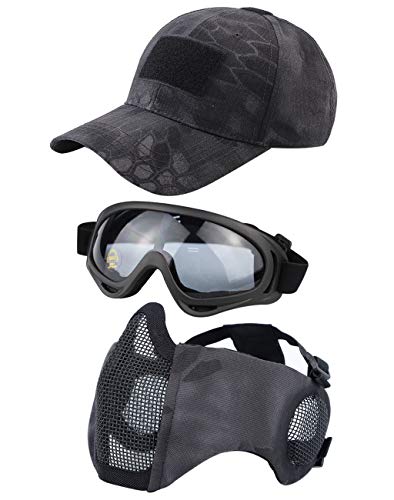 Hodeacc Taktische Maske, Baseballkappen-Set, Verstellbare...