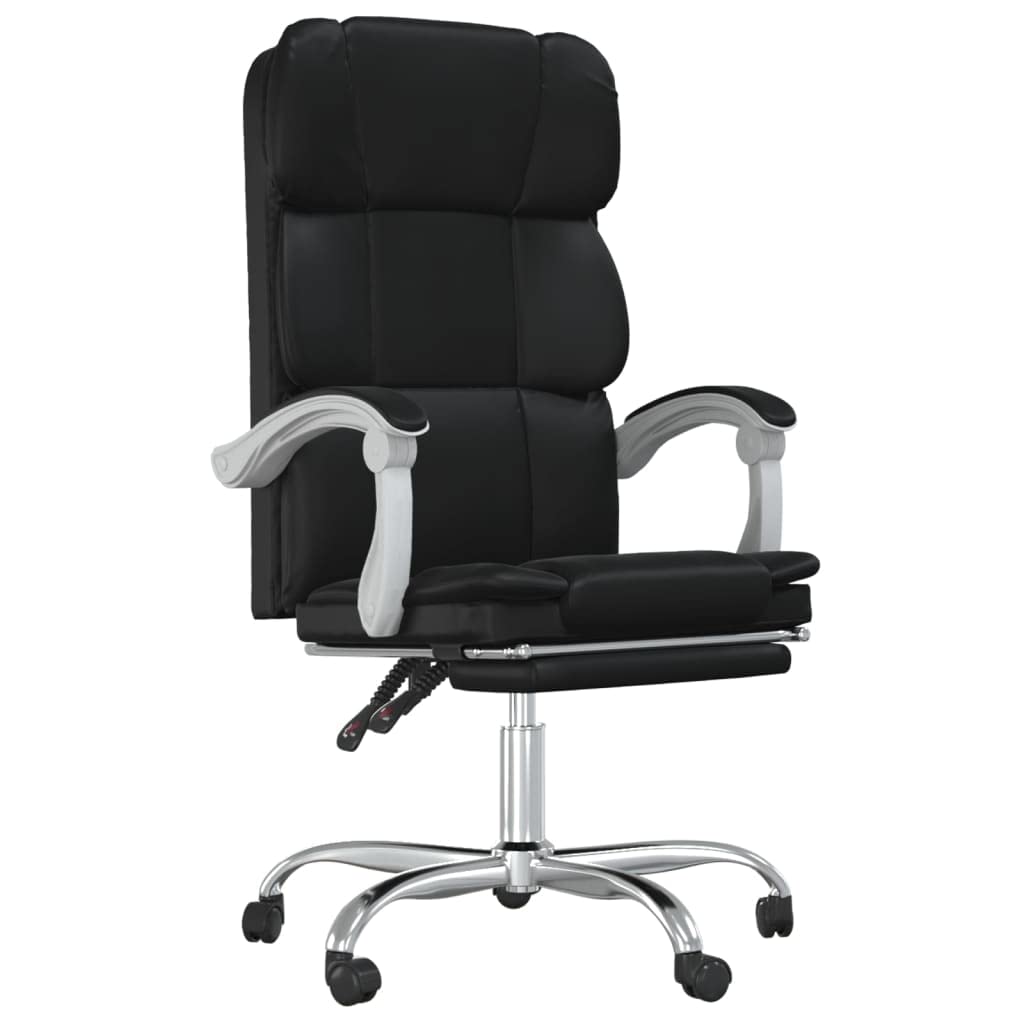 Silla de oficina reclinable y respaldo ajustable, piel sintética, rotación de 360 grados, estructura de metal resistente, incluye instrucciones de montaje (idioma español no garantizado)