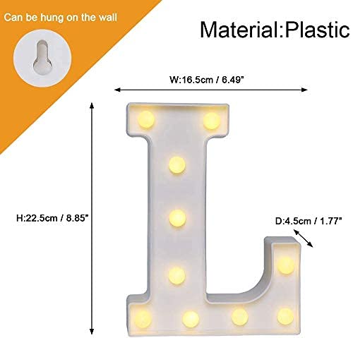 Image of Marquee L Alphabet Shaped LED Light Lamp for Decoration Decore Walls Hanging Birthday Party Wedding (L)