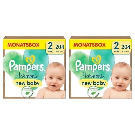 Pampers Harmonie Windeln Größe 2, 204 Windeln, 4kg-8kg, sanfter Hautschutz mit 100 Prozent Pampers Schutz