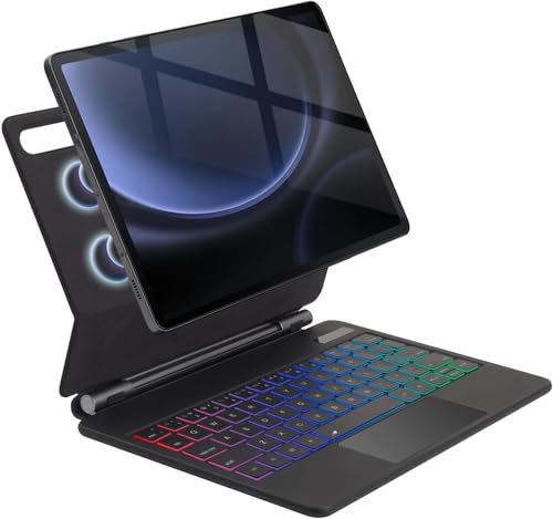 Image of Touchpad Magic Keyboard Case for Samsung Galaxy Tab S9 FE 5G 10.9'', S9 /S8 /S7 11 Inch,Rainbow Backlit Magic Floating Cantilever Stand with Multi-Touch Trackpad (Magical, S9 11 inch)