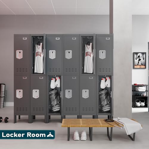 Image of BUTISOW Metal Lockers - 66 inch Height Steel Lockers for Employees with 2 Door Storage Locker with Card Slot for Employees Gym School Home Office Garage - Assembly Required