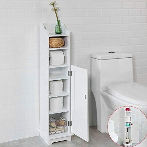 SoBuy stojak na papier toaletowy stojaki na papier toaletowy z 6 półkami Biały, FRG177-W