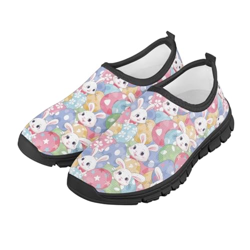 Easter Print Running Shoes Polyester Fabric Sneakers for Boys and Girls Breathable Casual Shoes Laceless Lightweight Shoes