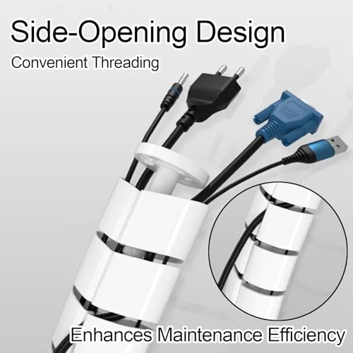 Organizador Flexible de Cables 30in, Canaleta Modular 360° para Gestión de Cables Bajo Escritorio para Oficina o Gaming (Blanco) miniatura 5