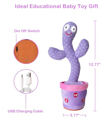Image of Dancing Talking Cactus Toy Mimics Back, Interactive Singing Mimicking Cactus Baby Toy That Talks Back, Upgraded Safe Plush Eyes Baby Toys 6-12 Months, 1 Year Old Girl Gifts, Baby Girl gifts