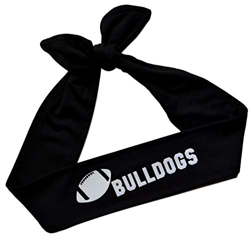 Funny Girl Designs Personalized Football Tie Back Headband with Custom Vinyl Text - Your School Name and Colors - Homecoming Headband