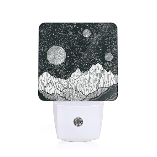 Image of Night Sky Mountains Night Light, Moon Night Light Plug into Wall with Dusk to Dawn Sensor, LED Lamp Energy Saving Lights for Men Women Boys Girls,Lamp for Bedroom Bathroom Hallway