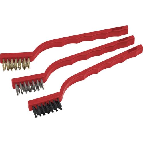 Meister Werkzeuge 800082 Drahtbuerste Messing, Stahl, Nylon 170mm 3teilig 1 Set, 5 Stück