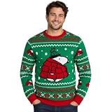 Peanuts Snoopy Mens Ugly Christmas Sweater Long Sleeve Crewneck Pullover