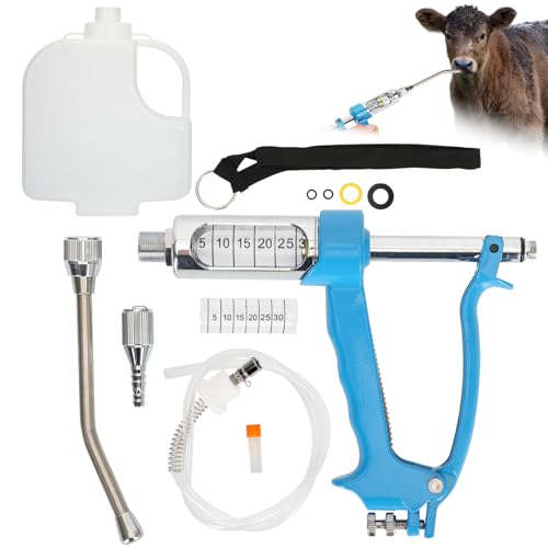 benut 30ml Adjustable Veterinary Metal Feeding Gun Continuous Drench Gun Husbandry Autonomous Feeding Tool, Pig Cow, Sheep, Horse Metal Feeding Gun