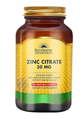 Sunshine Nutrition Zinc Citrate 30 Mg | Promotes Hair Skin & Nails | Antioxidant | 100 Capsule