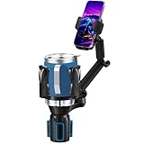 Easkkty Cup Holder Phone Mount with Expandable Holder and Base, Upgraded Universal Cellphone Cradle Car Cupholder (Adjustable) with Long Bracket Fit iPhone All Smartphone (Silver- Phone Holder)