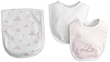 Little Me Baby Girls' 3 Piece Bib and Burp Set, Bunnies, Pink/Multi, One Size
