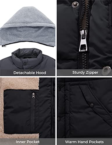 Wantdo Men's Quilted Vests Warm Winter Coats Hooded Sleeveless Vest Black Grey L #TOP5