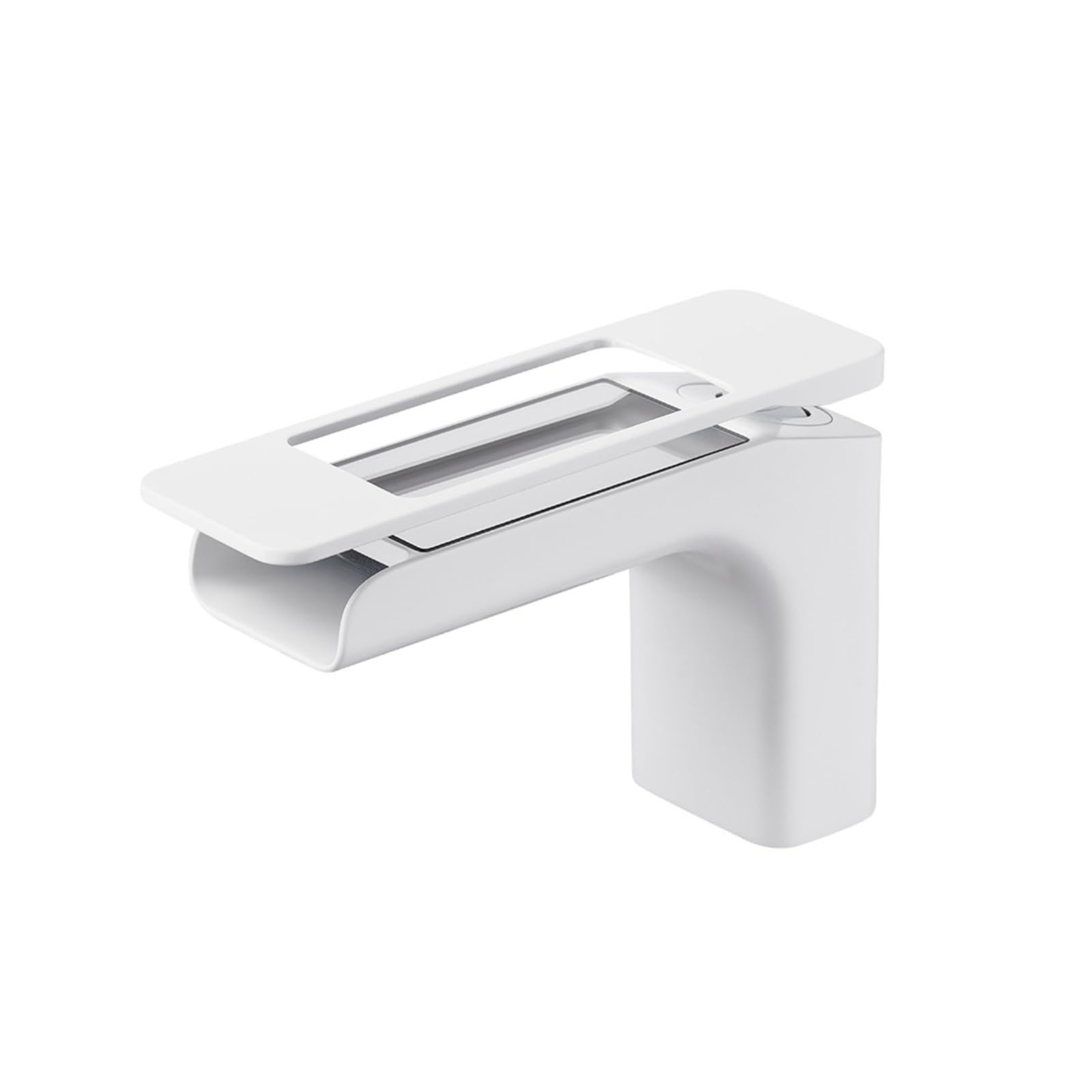 Waterfall Bathroom Faucet, LED Display Sink Mixer Tap with 3-Color Temp Sensing Light, Hot & Cold,Safe and Reliable(Bianco)