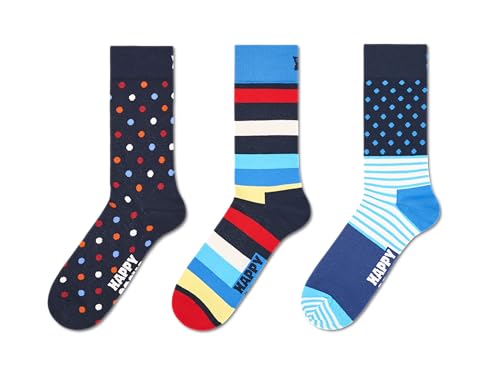 Happy Socks 3-Pack Graphics Socks, Navy, S/M