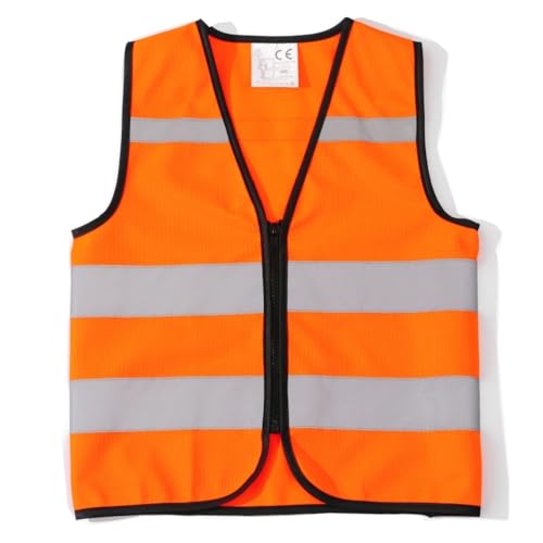 IDOU High Visibility Kids Safety Vest Toddler Safety Vest Reflective Vest Kids Toddler Construction Vest For Cycling &Running Orange XS/Zipper