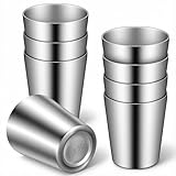 PercyEffie 8Pcs stainless steel tumbler metal insulated drinking 10oz cups for drinking Metal Tumbler Double Wall Vacuum reusable Camping Cups Unbreakable Mugs Bbq Home Office Party Coffee