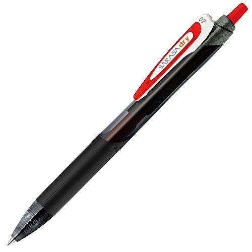 Stylo à bille à encre gel Zebra Sarasa Dry rouge anti-bavure idéal pour les gauchers rétractables