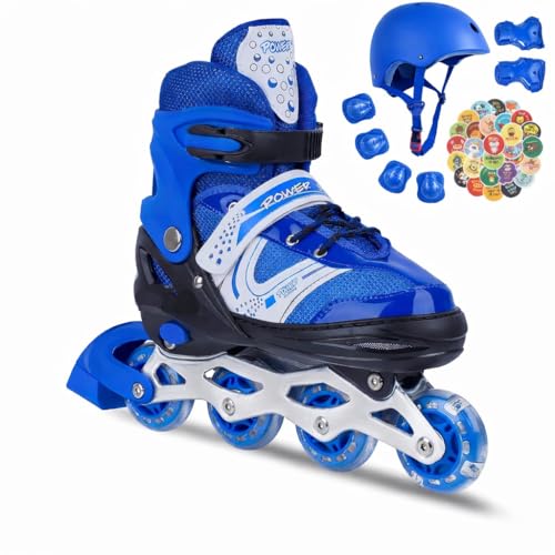 Papa Bear Pro Adjustable Inline Skating Shoes with 6 Pcs Safety K...