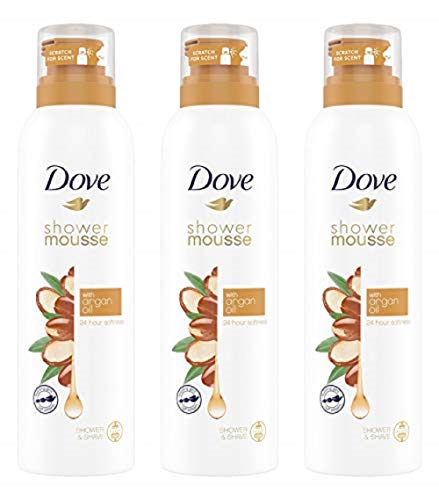 Dove Argan Oil Shower and Shave Foaming Mousse - 6.76 Fl Oz / 200 mL x 3 Pack