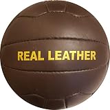 Brown Genuine Leather 18 Panels Soccer Ball - Old Style Soccer Ball - Hand Stitched Size 5