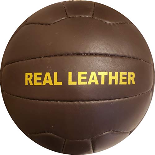 Brown Genuine Leather 18 Panels Soccer Ball - Old Style Soccer Ball - Hand Stitched Size 5 #TOP30