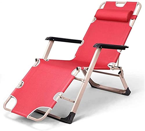 Générique Fauteuil inclinable Pliant réglable - Chaise Longue Pliante Portable, lit de Plage, Fauteuil de Jardin (Rouge, 178 x 67 x 30 cm)