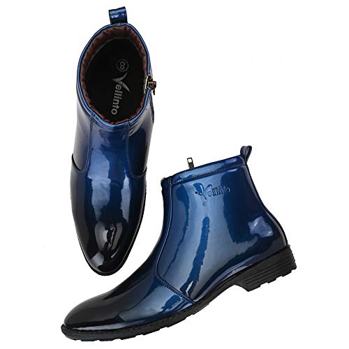 Image of Vellinto Royal Look Shoes for Men ll Casual Shoes for Men ll Patent Leather Zip /Chain Boots for Men