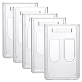 Pawfly Vertical 2 Card Badge Holders Heavy Duty Frosted ID Credit Card Protector with Thumb Slide Slots, 5 Pack