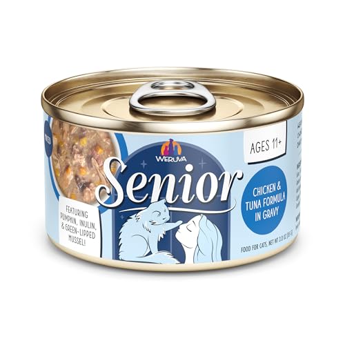 Weruva Cat Senior, Chicken and Tuna Formula in Gravy, 3oz Can, Pack of 12