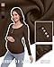 Sweetyweee 4 Pack Womens Maternity Shirts Cotton Scoop Neck Long Sleeve Ribbed Pregnancy Top Henley Side Ruched Mama Clothes(Black, Dark Heather Gray, Coffee, Khaki,Medium)