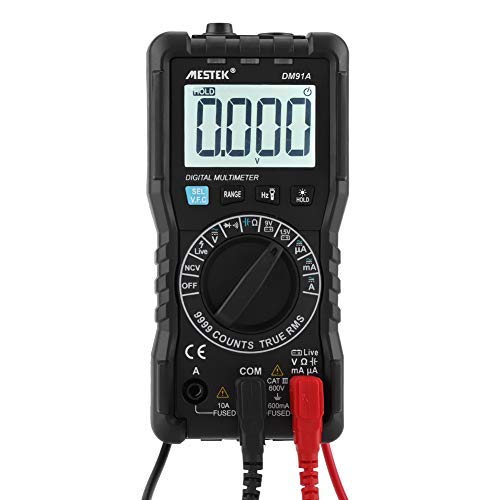 Akozon Mini Digital-Multimeter,DM91A Hohe Präzision AC/DC Voltmeter 9999 zählt Tester-VFC-NCV berührungslose Spannungserkennung-Hintergrundbeleuchtung Taschenlampe Beleuchtung-Sicherungen Blow Alarm