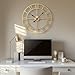 Cuspin 24 Inch Large Wall Clock, Gold Clocks for Living Room Decor, Silent Non Ticking Battery-Operated Metal Round Wall Clock Decorative Modern Design Home Decor - Roman Number