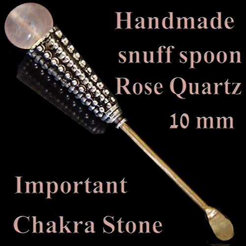 Miniature Spoon Vintage Style. Gorgeous Unique Handmade With 10 mm Rose Quartz