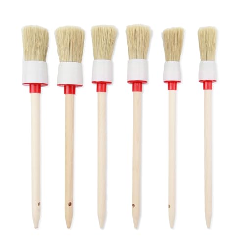 6 Stück Professionelle Rundpinsel, Borstenpinsel Set, zum Streichen von Wänden, Möbeln und für Autoreinigung Innenraumreiniger Streichen Von Wänden Möbeln (20mm/25mm/30mm)