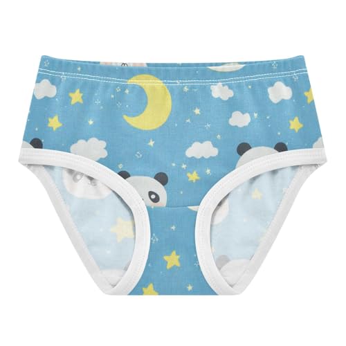 Wusikd Pandas Faces Clouds Girls' Underwear Cotton Moon Stars Girls Briefs Soft Toddler Underwear 2T