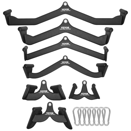 VEVOR Barres de Tirage Musculation Lot de 7, Accessoires pour Machine à Poulie en Acier Massif et...
